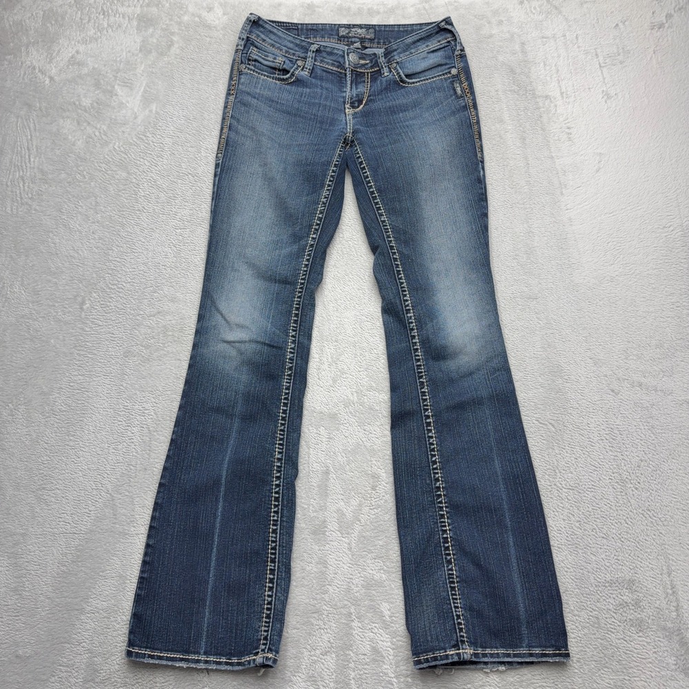 Silver Jeans Bootcut Womens 26 Blue Aiko Bootcut Low Rise Contrast Stitch